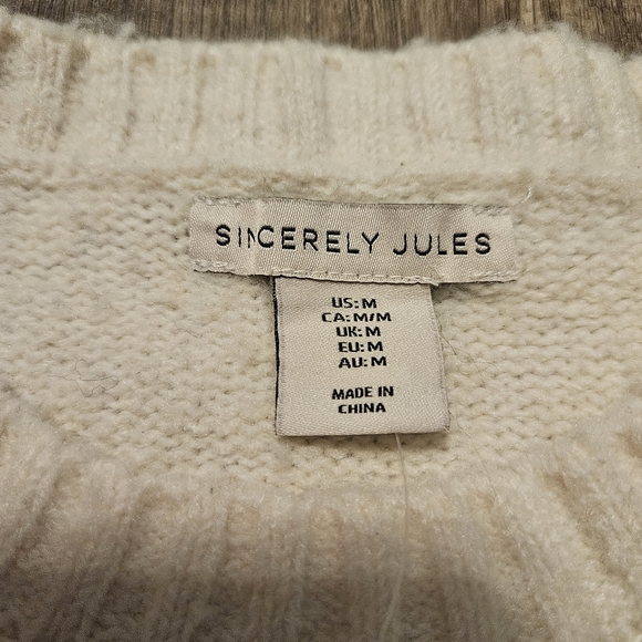 Sincerely Jules Cream Cable Knit Sweater Vest size Medium - Picture 3 of 10